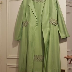 Vintage raw silk ensemble-dress with coat dress